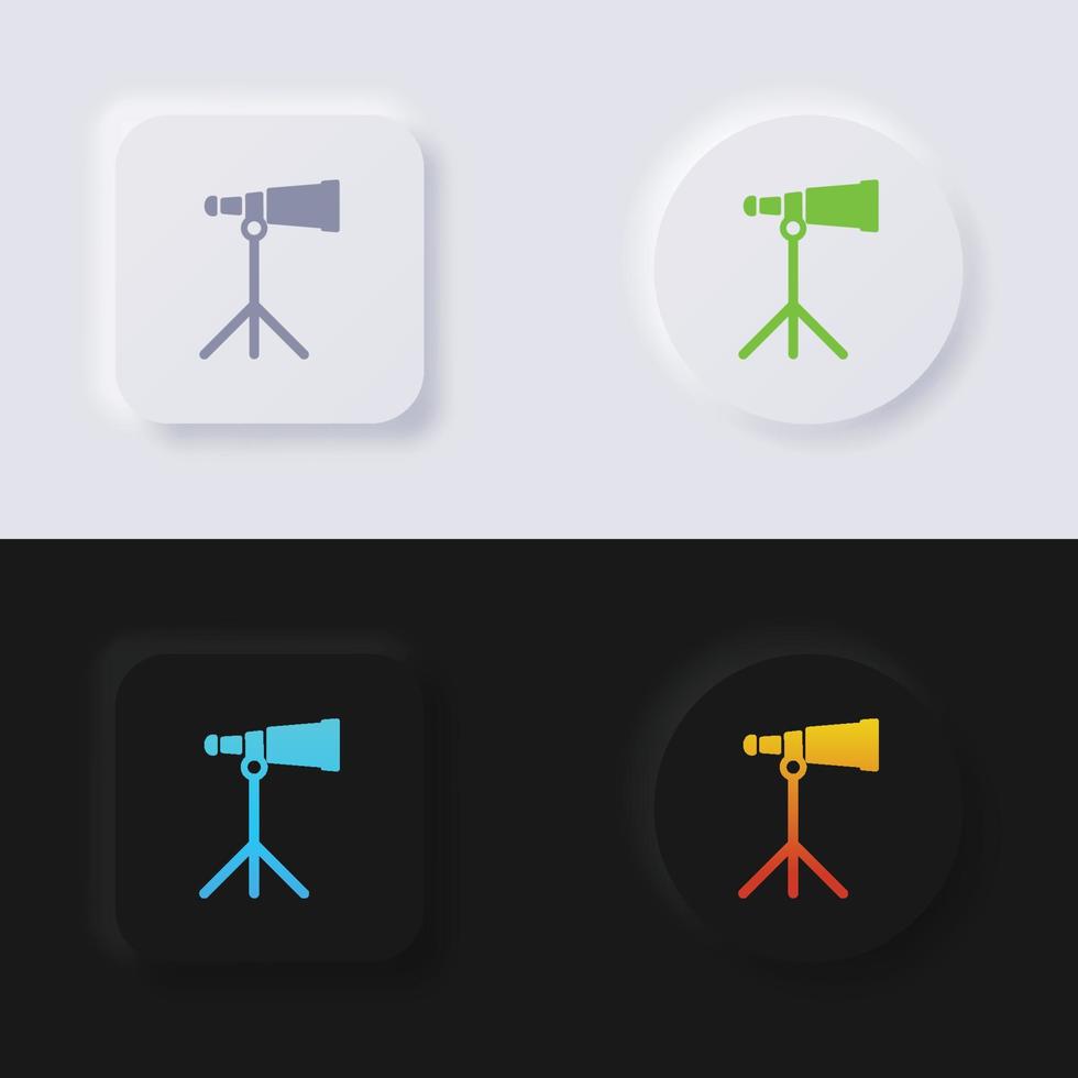 Fernglas-Icon-Set, mehrfarbiger Neumorphismus-Button Soft-UI-Design für Webdesign, Anwendungs-UI und mehr, Icon-Set, Button, Vektor. vektor