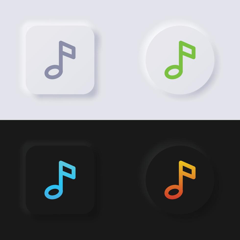 musik notera knapp ikon uppsättning, Flerfärgad neumorphism knapp mjuk ui design för webb design, Ansökan ui och Mer, knapp, vektor. vektor
