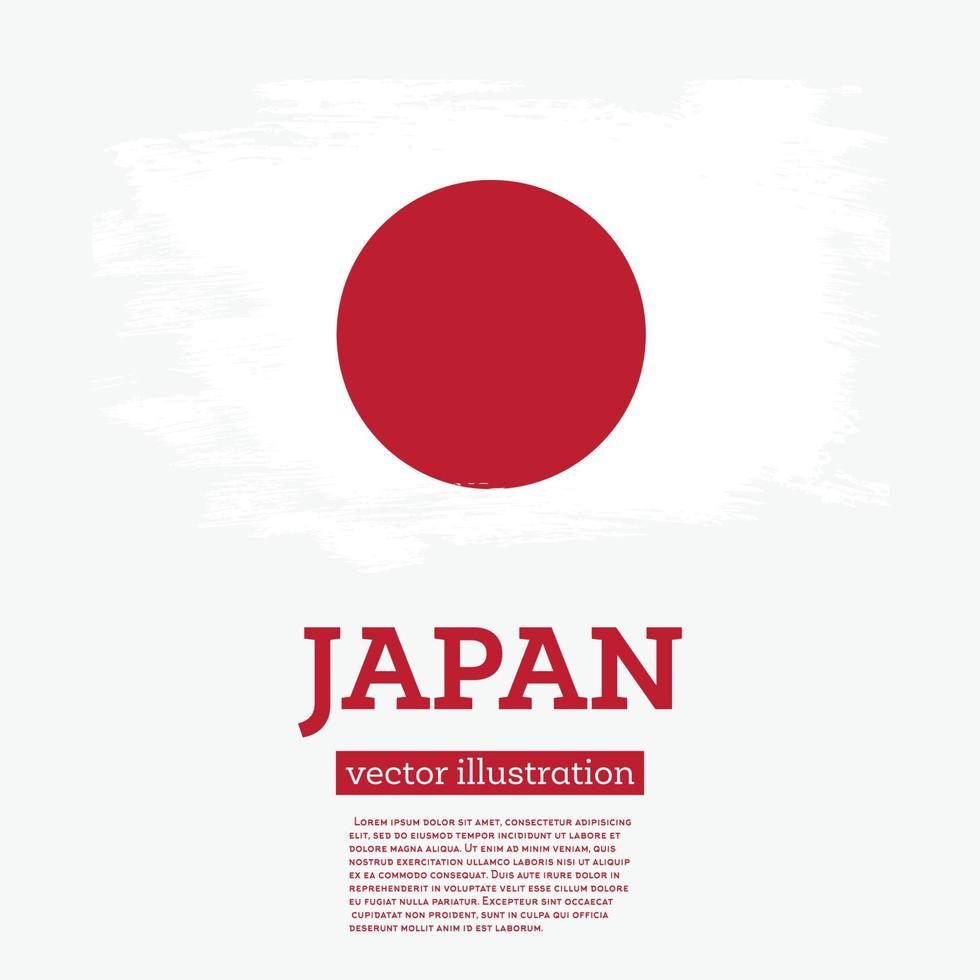 japan flagga med borsta slag. vektor