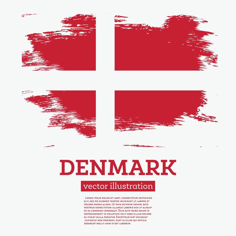 Dänemark-Flagge mit Pinselstrichen. vektor