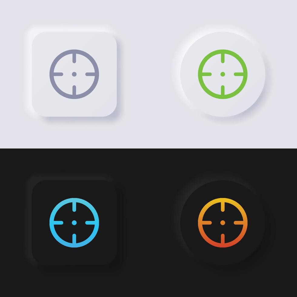 Fadenkreuz-Icon-Set, mehrfarbiger Neumorphismus-Button Soft-UI-Design für Webdesign, Anwendungs-UI und mehr, Icon-Set, Button, Vektor. vektor