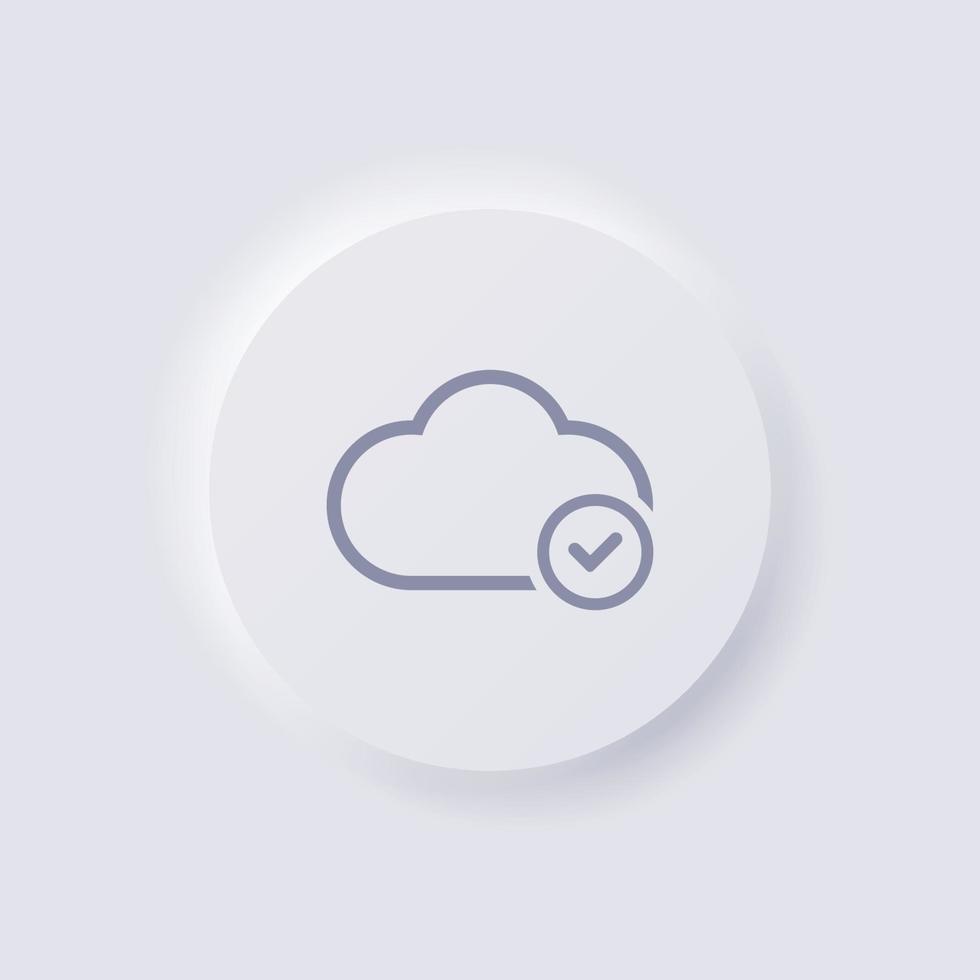 wolkensymbol mit häkchensymbol, weißer neumorphismus, weiches ui-design für webdesign, anwendungs-ui und mehr, schaltfläche, vektor. vektor