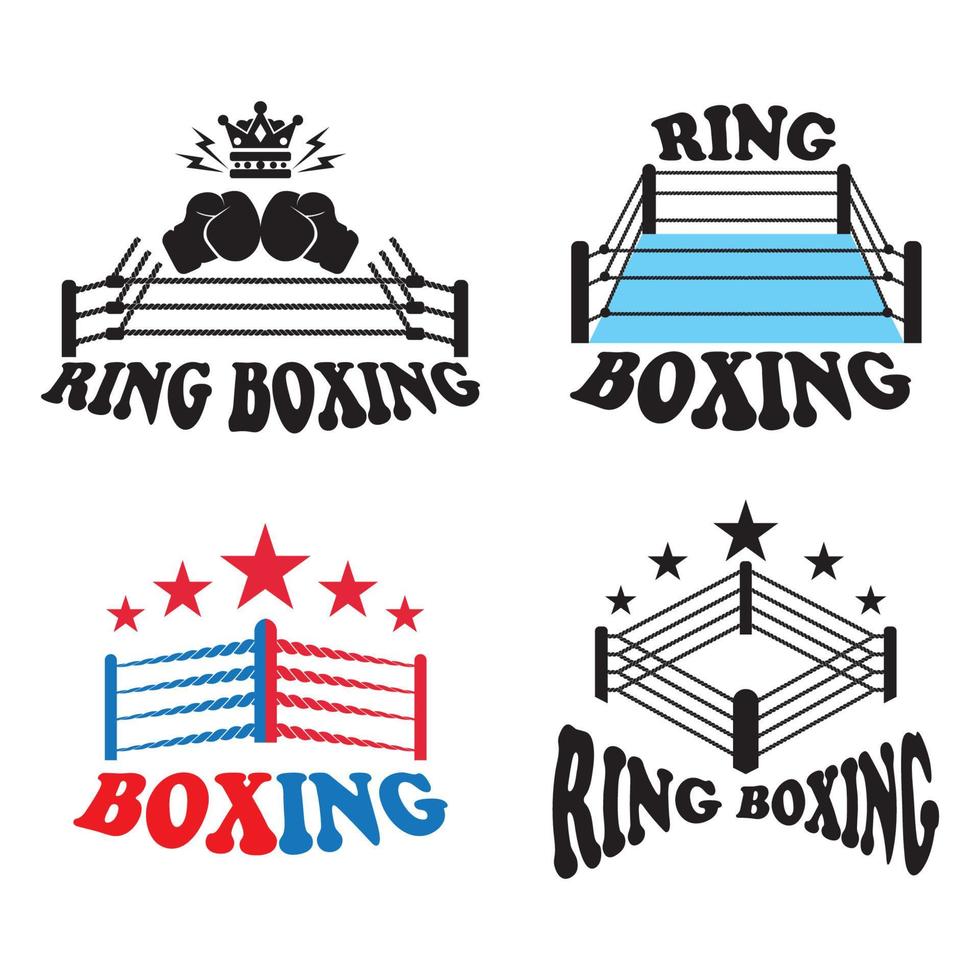 boxning ringa logotyp, ikon vektor illustration design