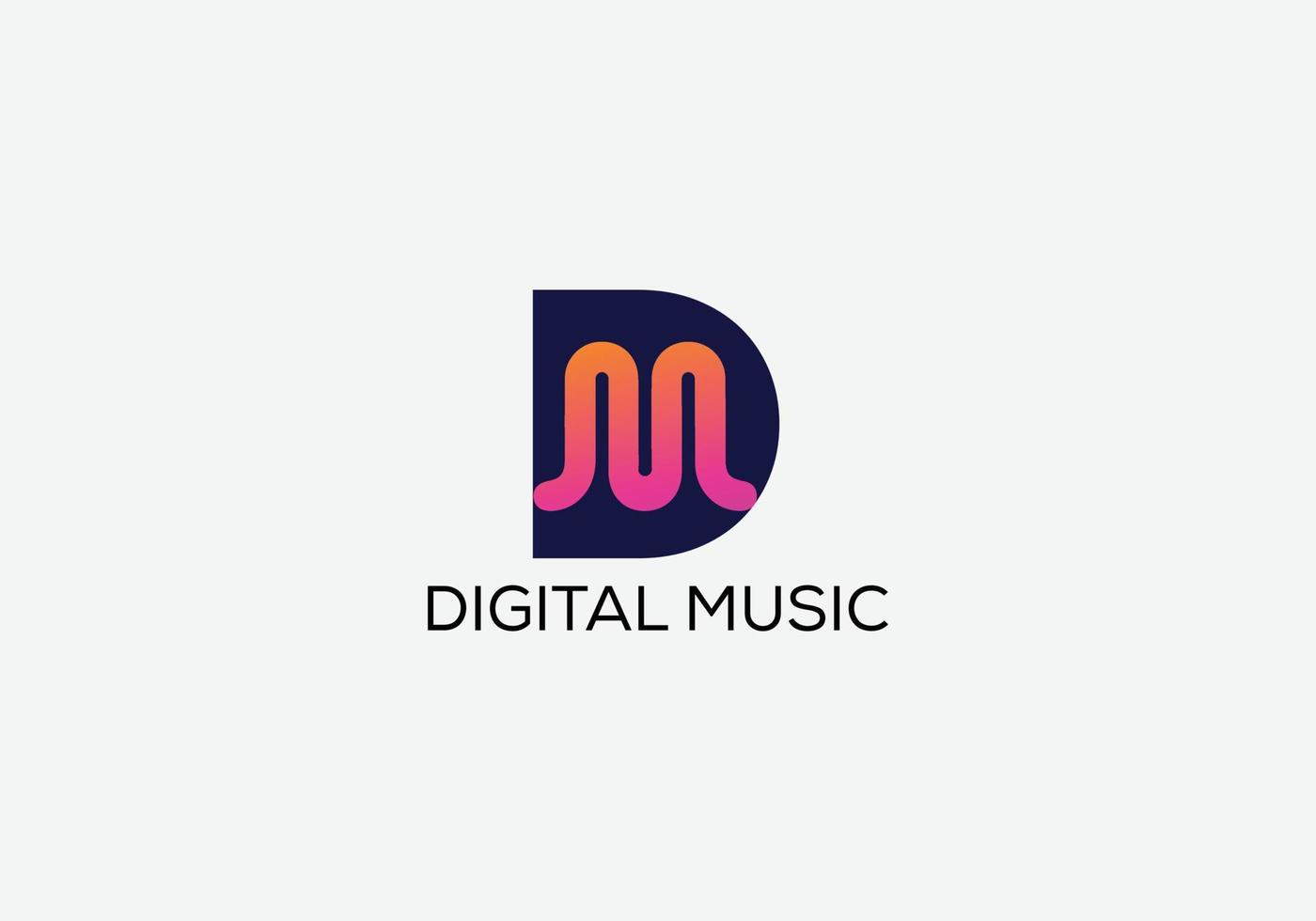 digital musik abstrakt dm brev modern initial logotypdesign vektor