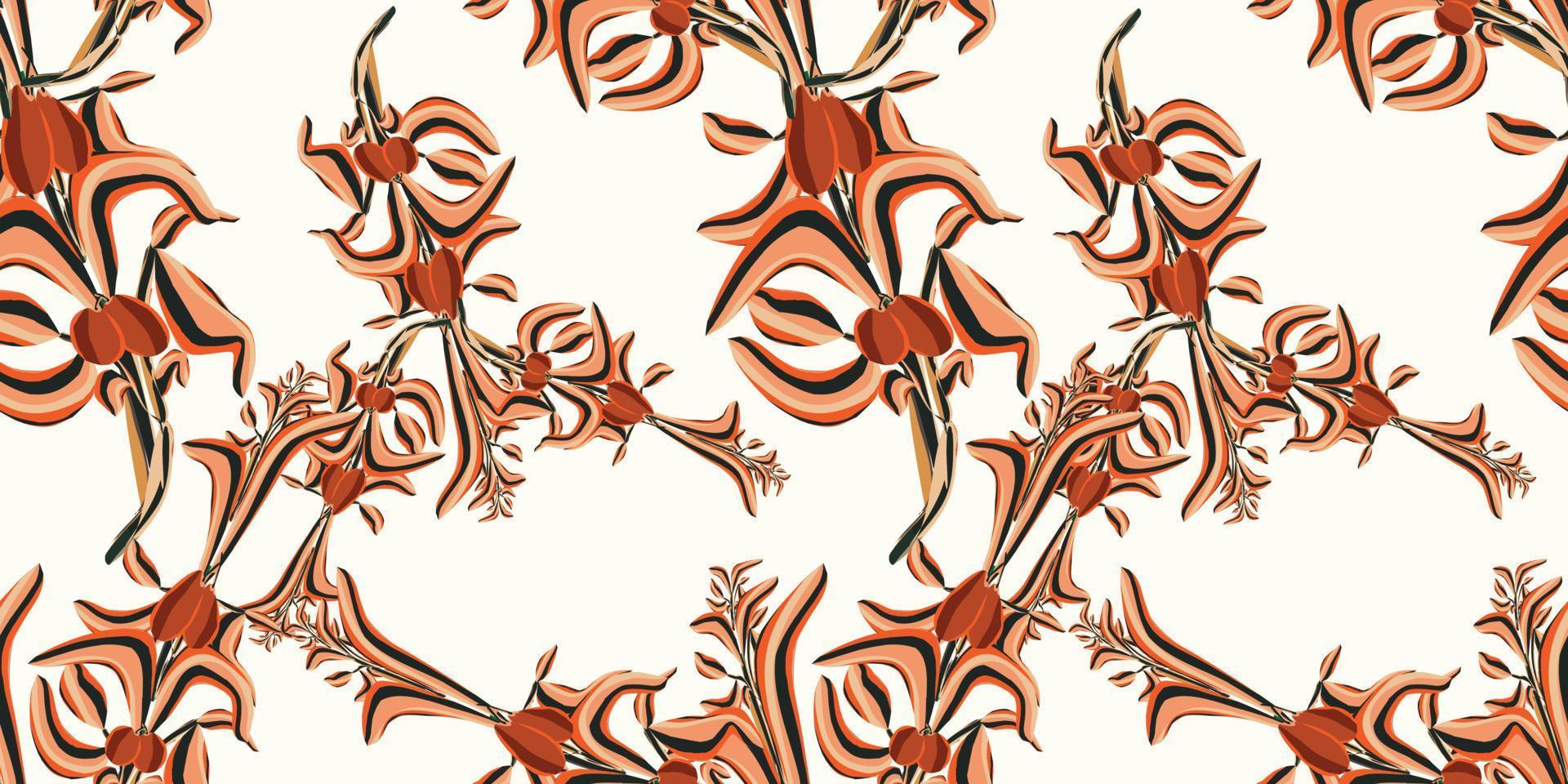 moderne abstrakte Blume, Blatt, nahtloses Muster. mit kreativen Ideen gestaltet vektor