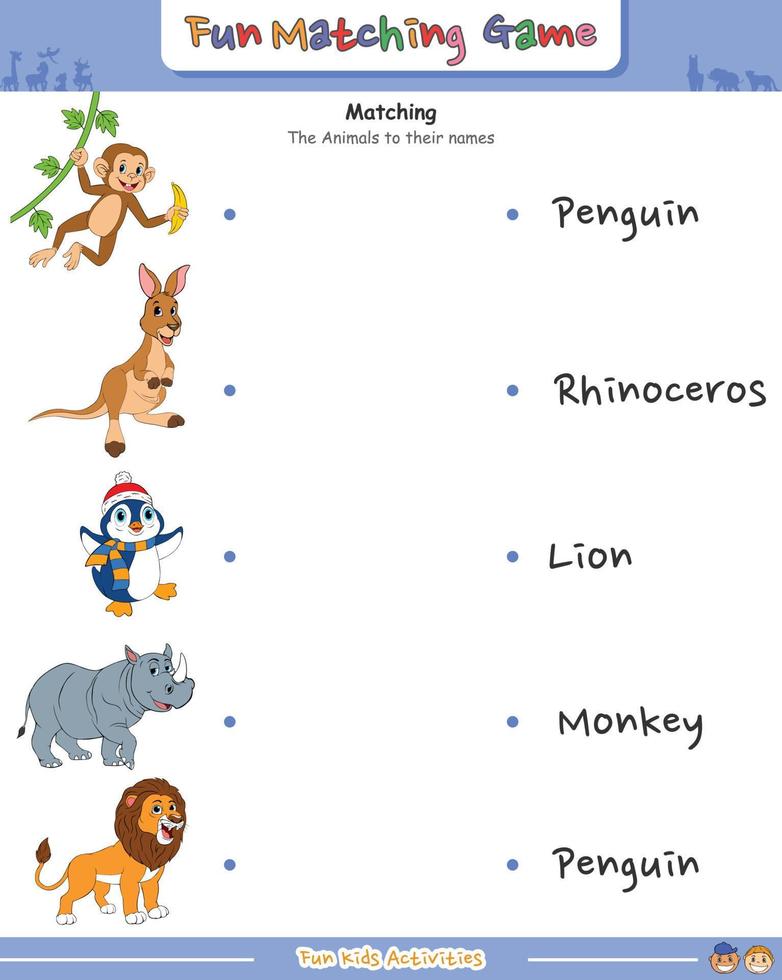 roligt matchande spel djur för barn del 2 vektor