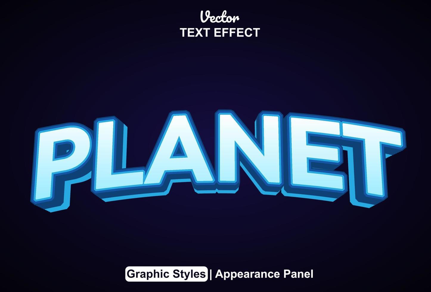 planet text effekt med grafisk stil och redigerbar. vektor