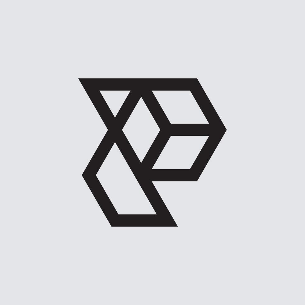 teknologi geometrisk logotyp första brev p vektor