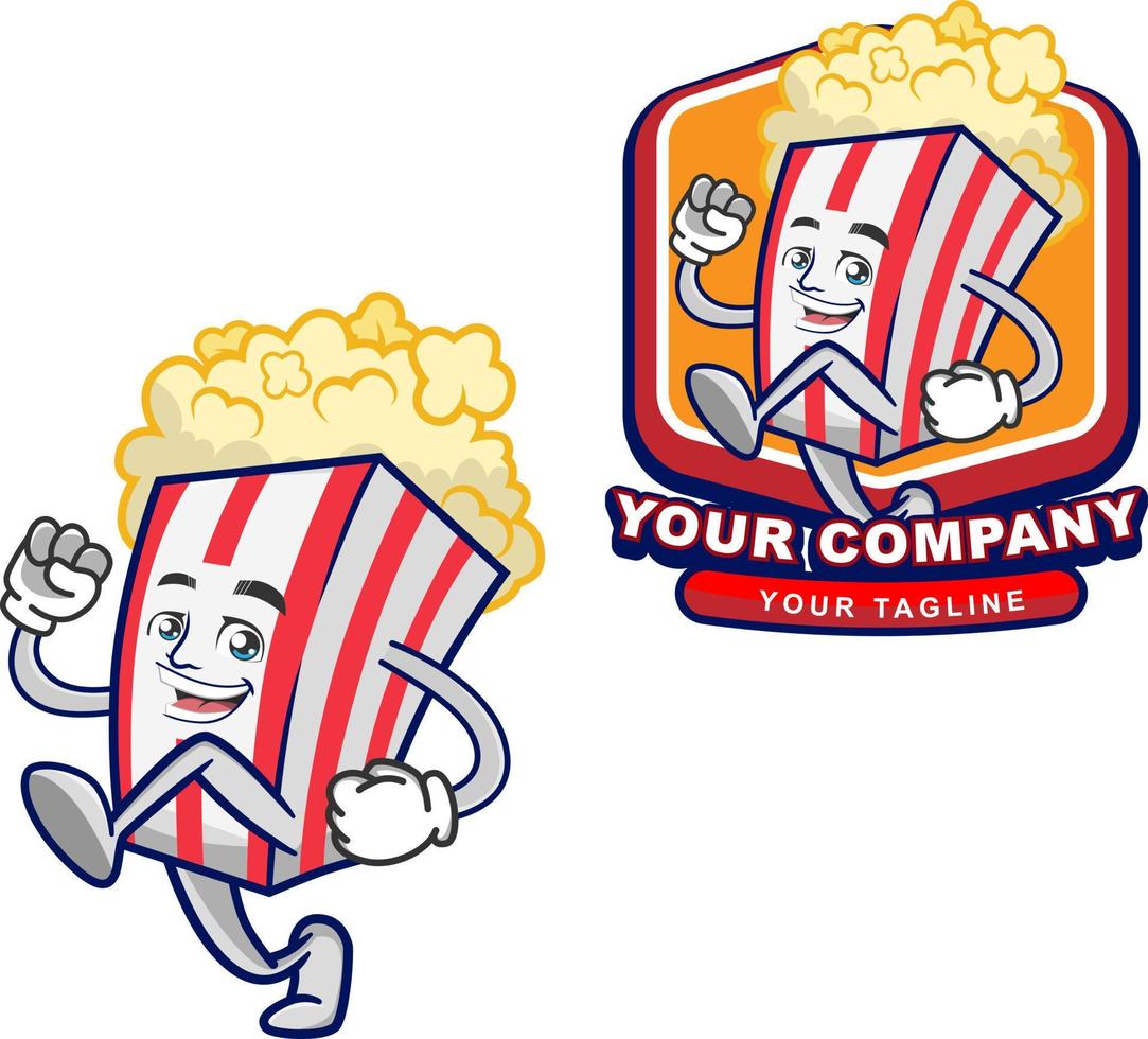 popcorn maskot logotyp mall vektor