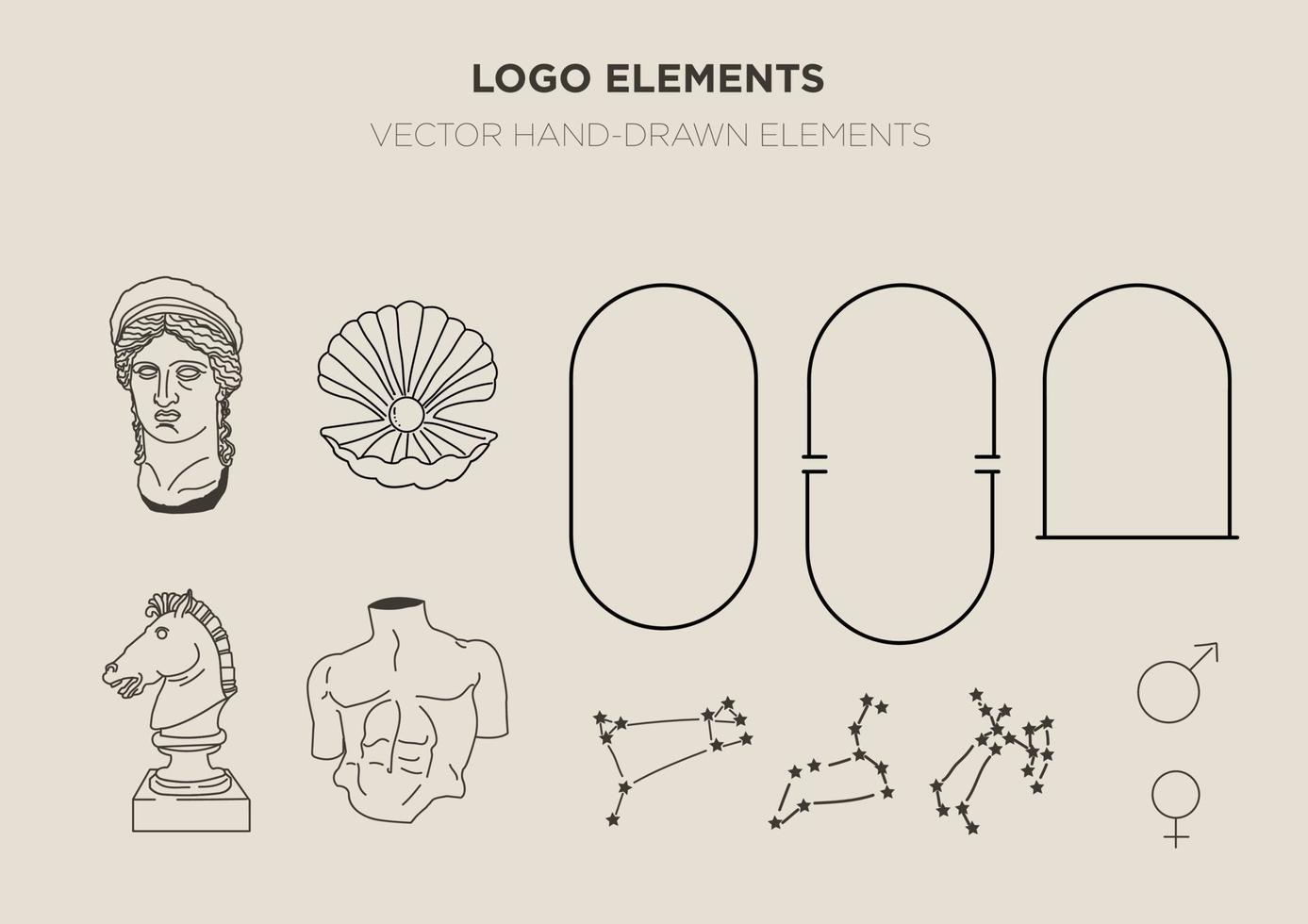 uppsättning av boho logotyp design element vektor