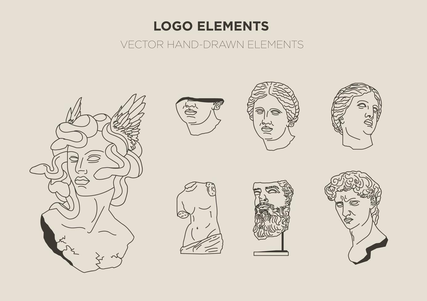 grekisk staty logotyp element samling vektor