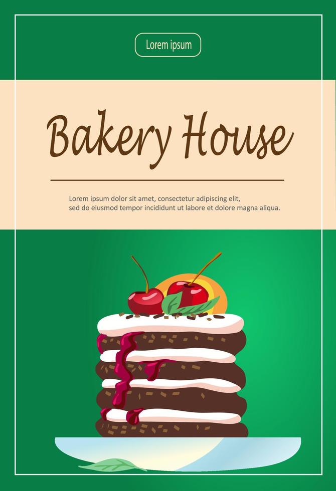 Vektordesign-Flyer zum Backen, Bäckerei, Kochen, süße Produkte, Dessert, Gebäck. vektor
