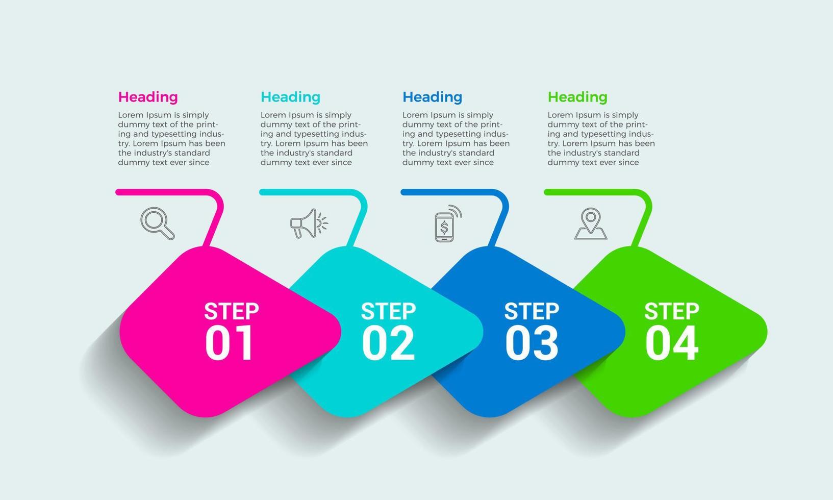 Business-Vektor-Infografik-Elemente-Design-Vorlage, Geschäftskonzept mit 4 Optionen, modernes Infografik-Diagramm vektor