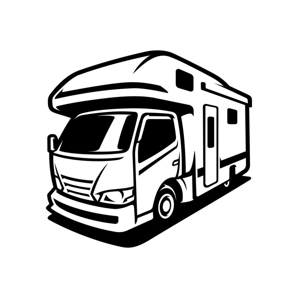 silhouette von rv wohnmobil camper car illustration vector