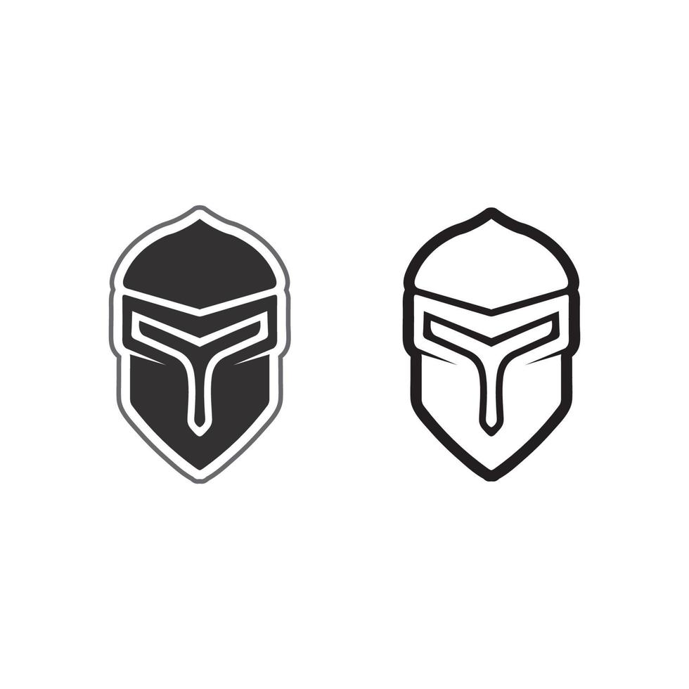 spartanisches und Gladiator-Helm-Logo-Symbol entwirft Vektor