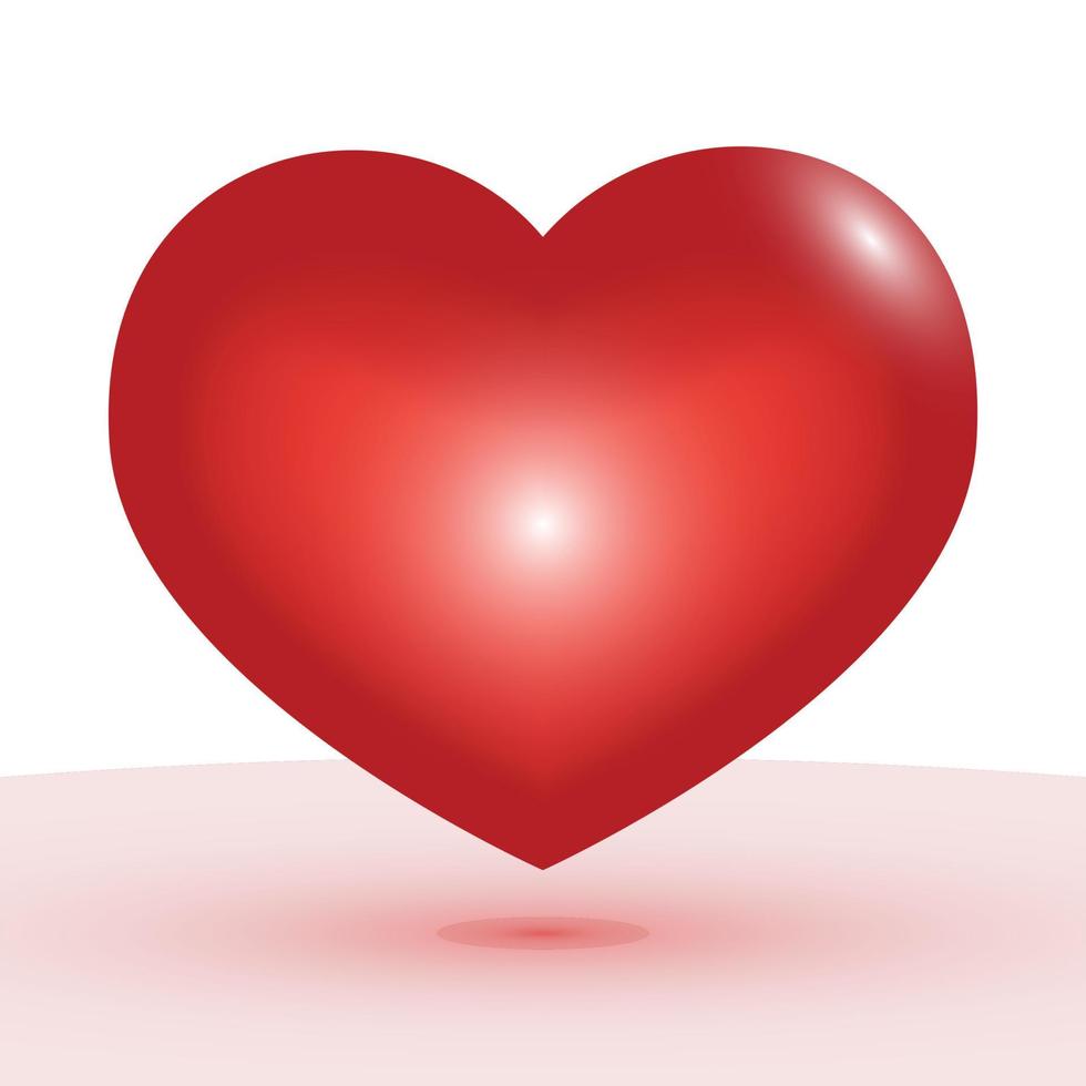 stor röd hjärta på en vit bakgrund. symbol av kärlek. vektor illustration.