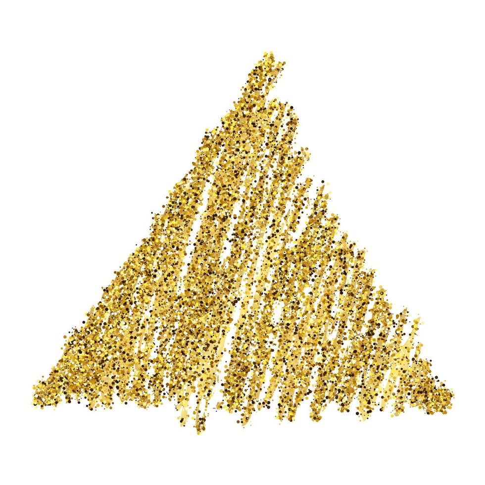 goldene Farbe handgezeichnetes glitzerndes Dreieck auf weißem Hintergrund. hintergrund mit goldfunkeln und glitzereffekt. leerer Platz für Ihren Text. Vektor-Illustration vektor