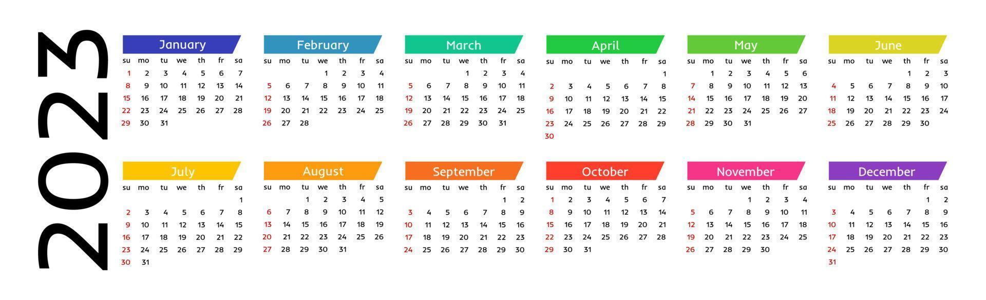 kalender för 2023 isolerat på en vit bakgrund vektor