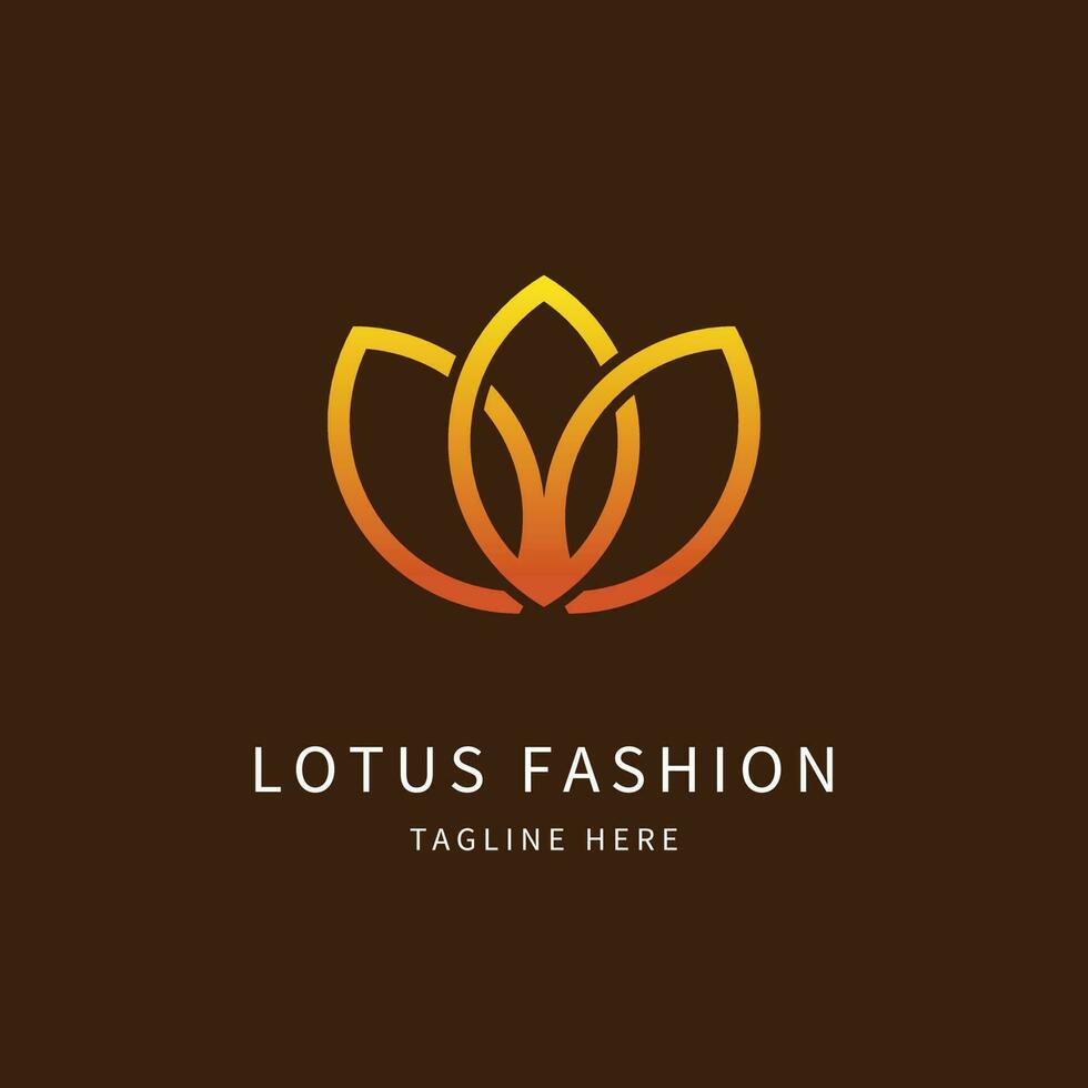 kreatives Lotusblumen-Logo. luxuriöses minimalistisches Logo-Design. isolierter brauner Hintergrund vektor