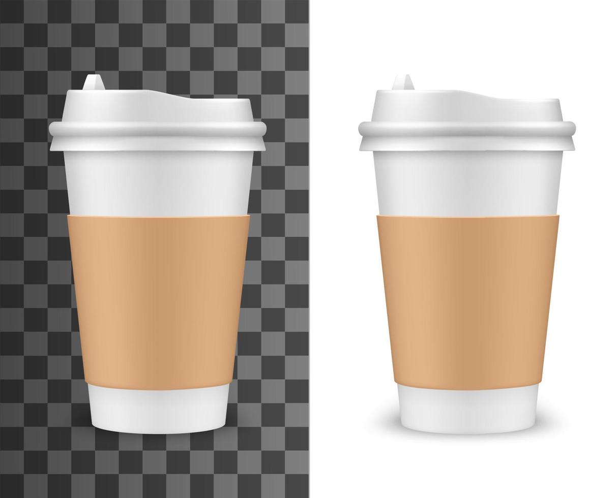 realistisk vektor kaffe kopp, te plast 3d attrapp