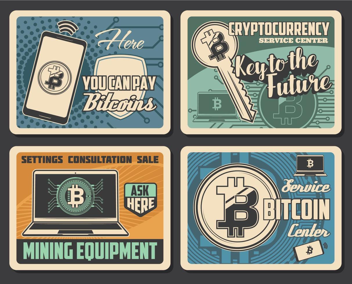 Bitcoin-Mining. Kryptowährung und digitales Geld vektor