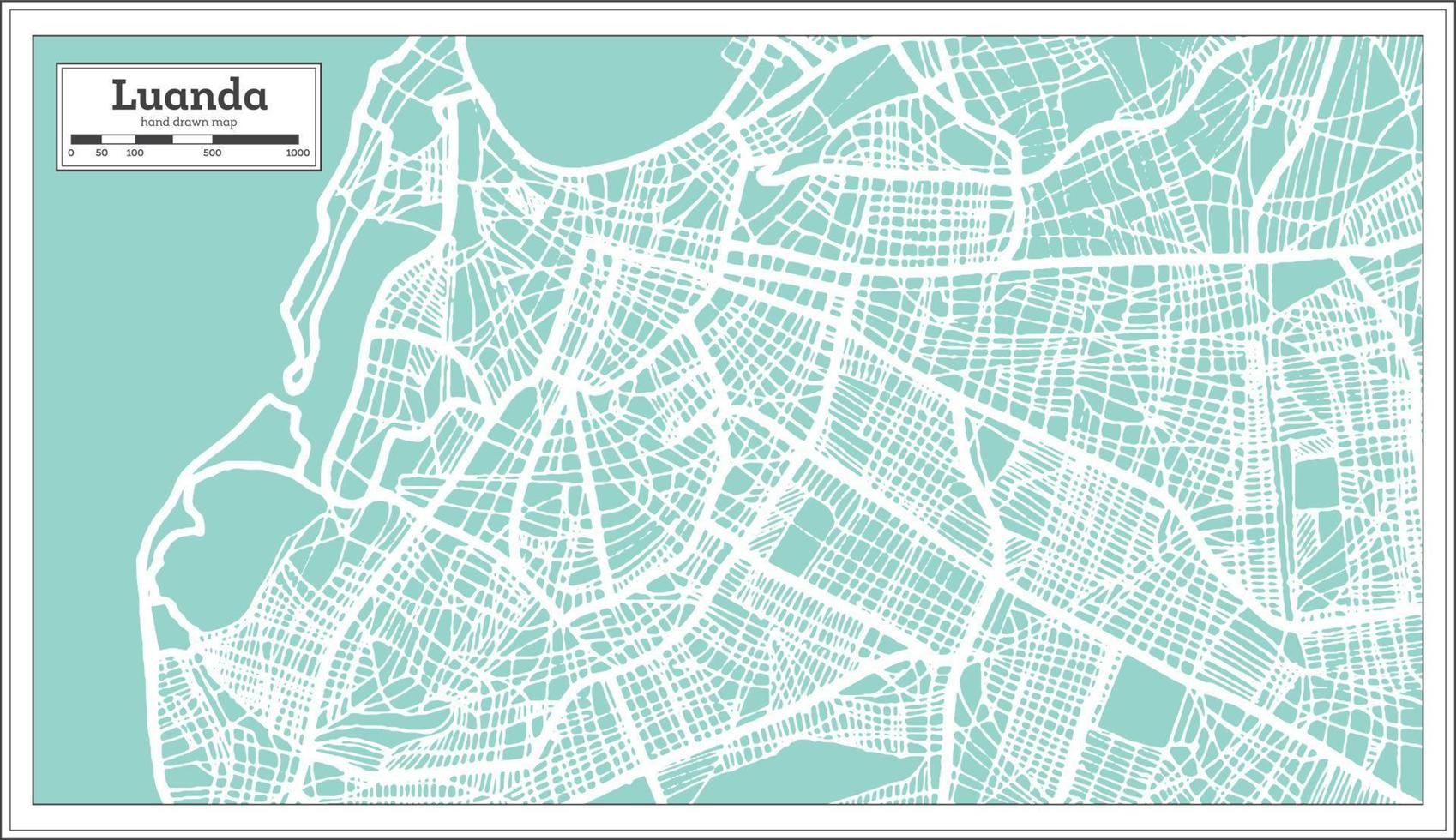 Luanda Angola Stadtplan im Retro-Stil. Übersichtskarte. vektor