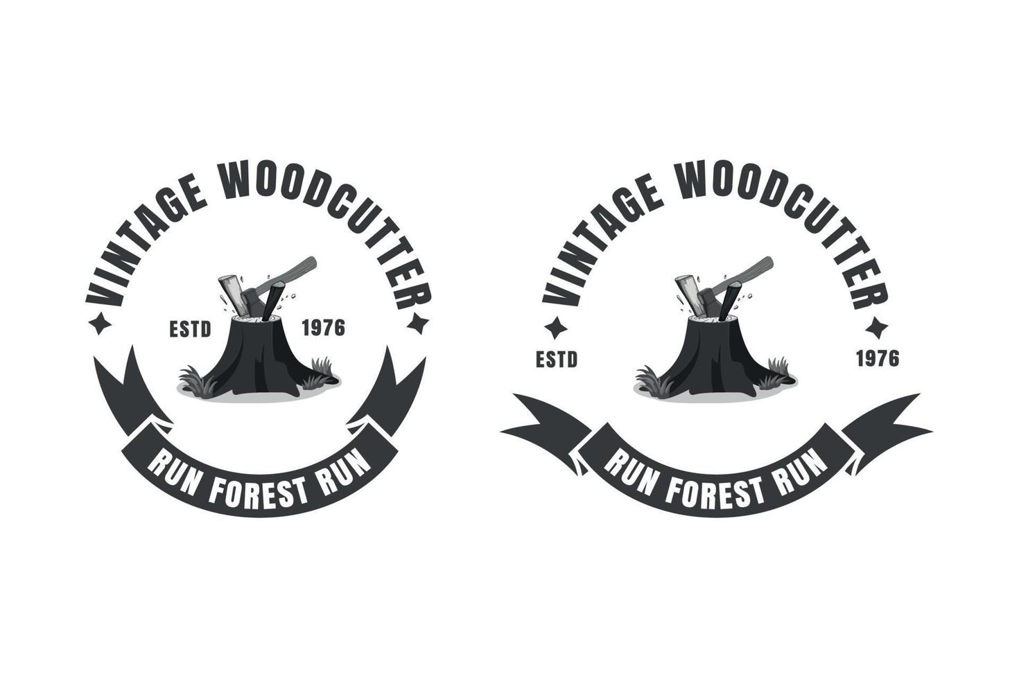 årgång skogshuggare logotyp design. skogsarbetare logotyp design. vektor