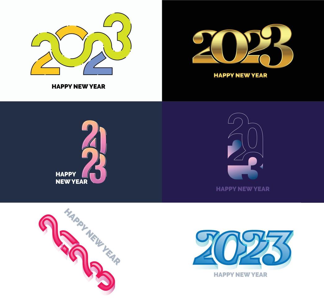 große reihe von 2023 frohes neues jahr logo text design 2023 zahlenentwurfsvorlage vektor