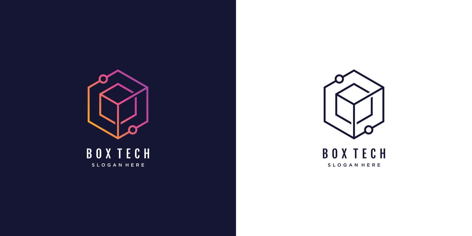 Box-Tech-Logo mit kreativem Lineart-Design-Symbol Vektor-Symbol-Illustration vektor