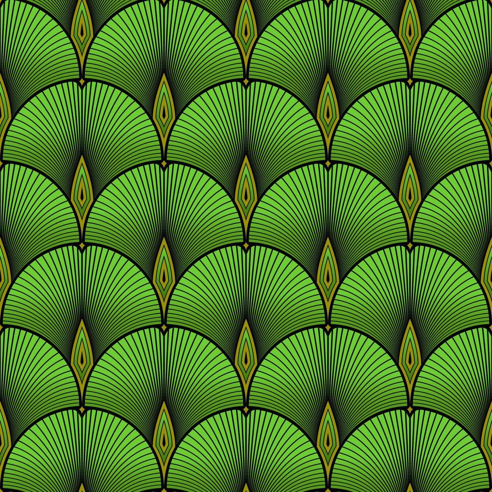 svart sömlös vektor bakgrund med grön gingko biloba löv