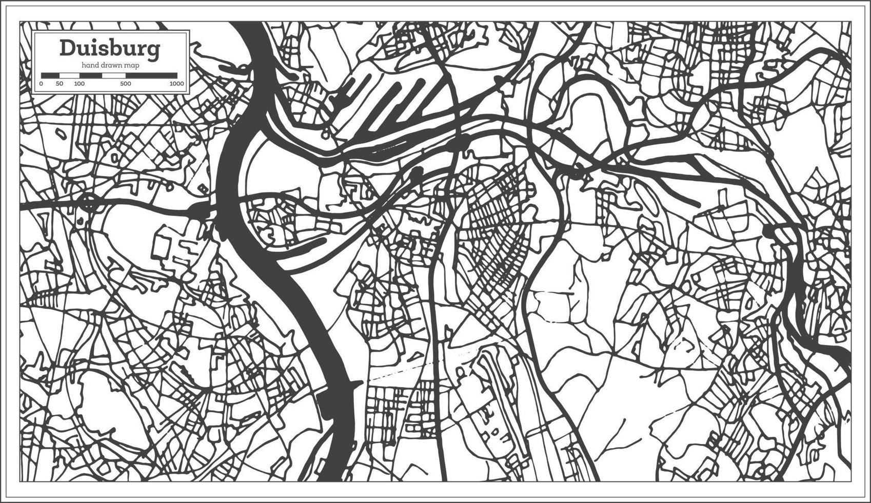 duisburg deutschland stadtplan im retro-stil. Übersichtskarte. vektor