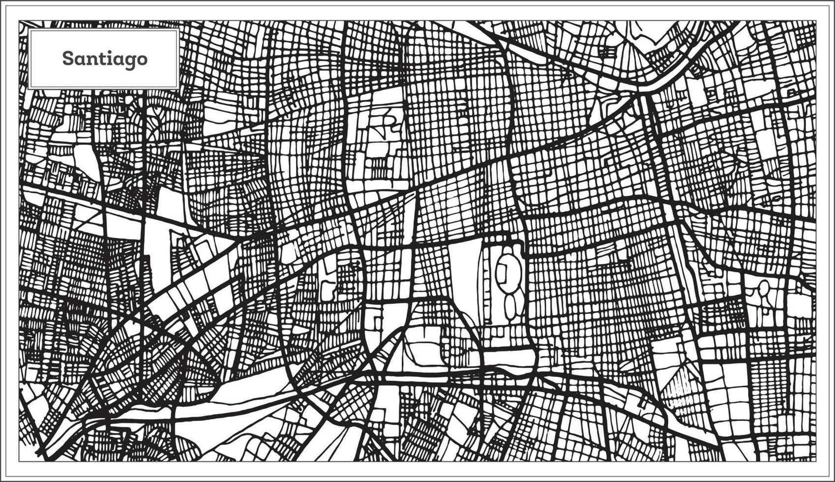 santiago chile stad Karta i svart och vit Färg. vektor