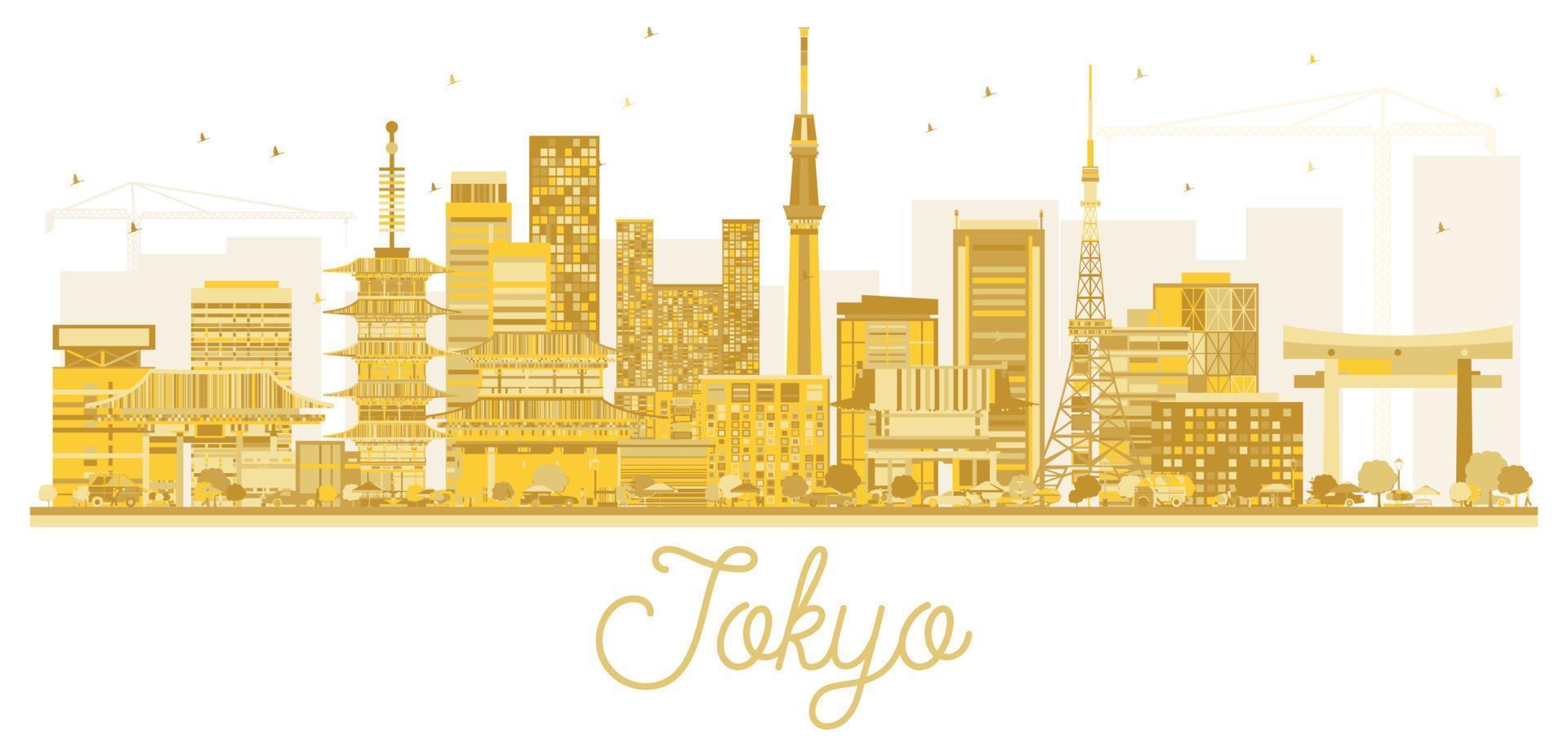 tokio japan stadt skyline goldene silhouette. vektor