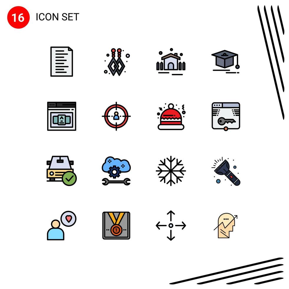 mobil gränssnitt platt Färg fylld linje uppsättning av 16 piktogram av förvaltning html skydd kontrollera företag redigerbar kreativ vektor design element