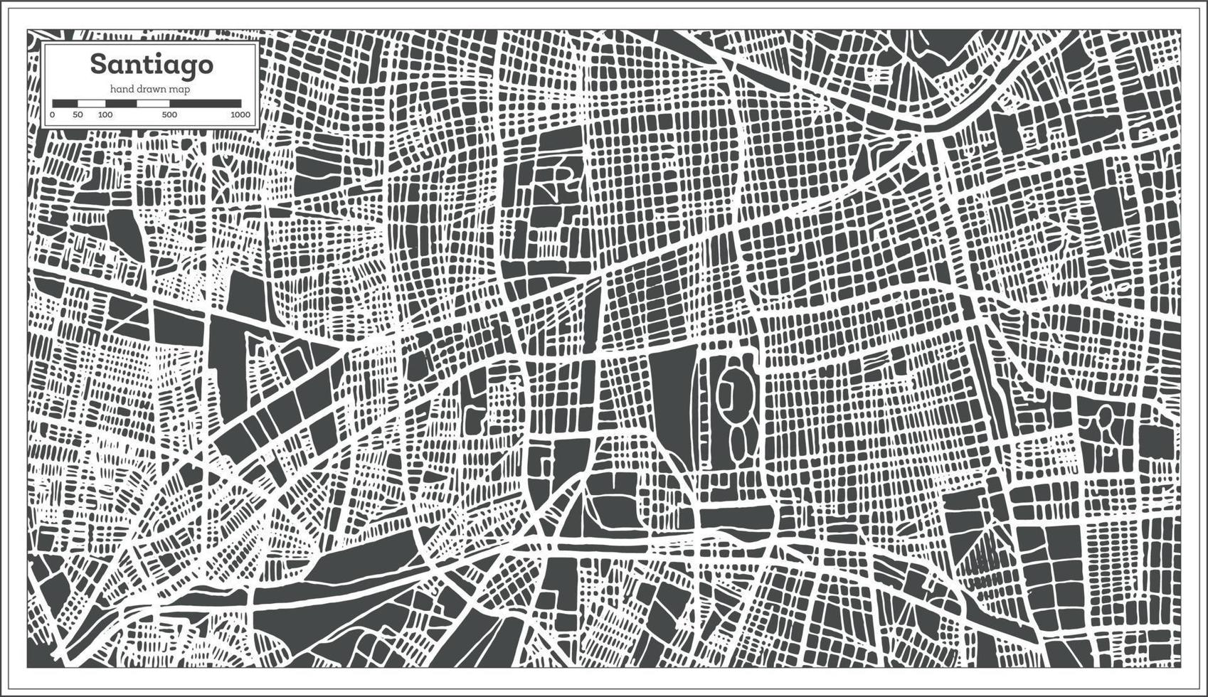 santiago chile stad Karta i retro stil. översikt Karta. vektor