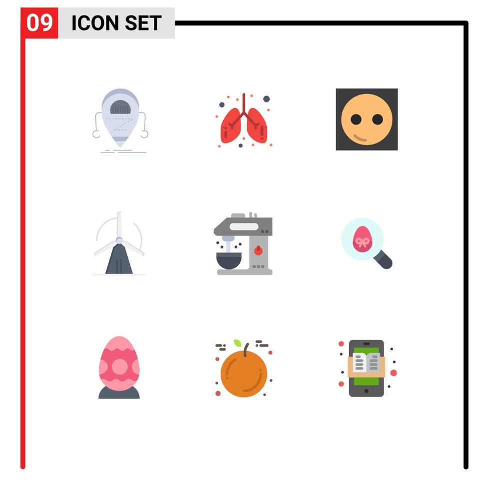 moderner Satz von 9 flachen Farben und Symbolen wie bearbeitbare Vektordesign-Elemente für medizinische Windkraftanlagen vektor