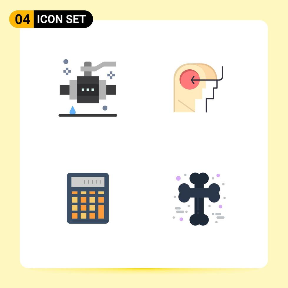 4 användare gränssnitt platt ikon packa av modern tecken och symboler av byggnader bokföring ventil huvud Beräkna redigerbar vektor design element