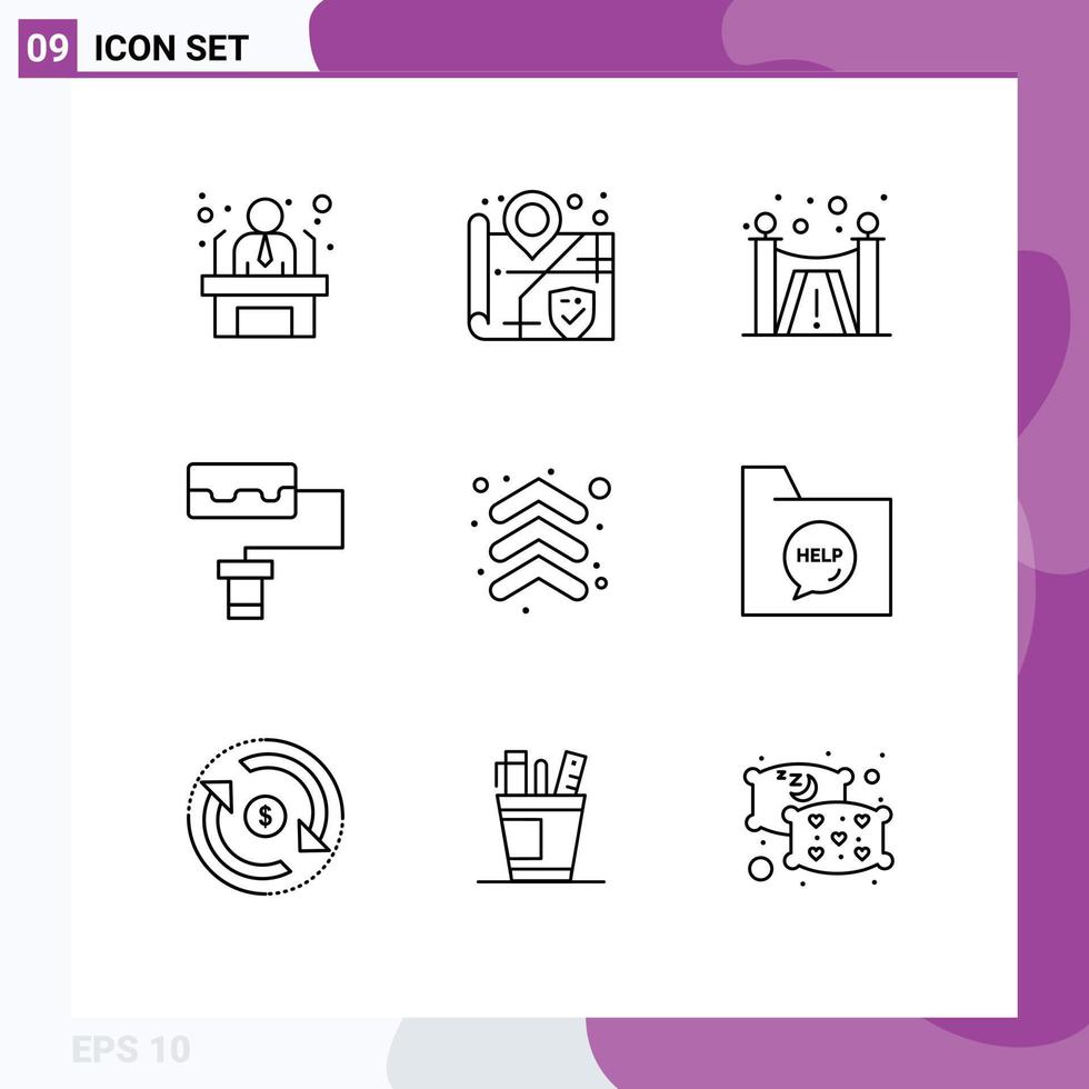 9 kreative Symbole, moderne Zeichen und Symbole der Kontaktrichtung, Premium-Pfeil nach oben, editierbare Vektordesign-Elemente vektor