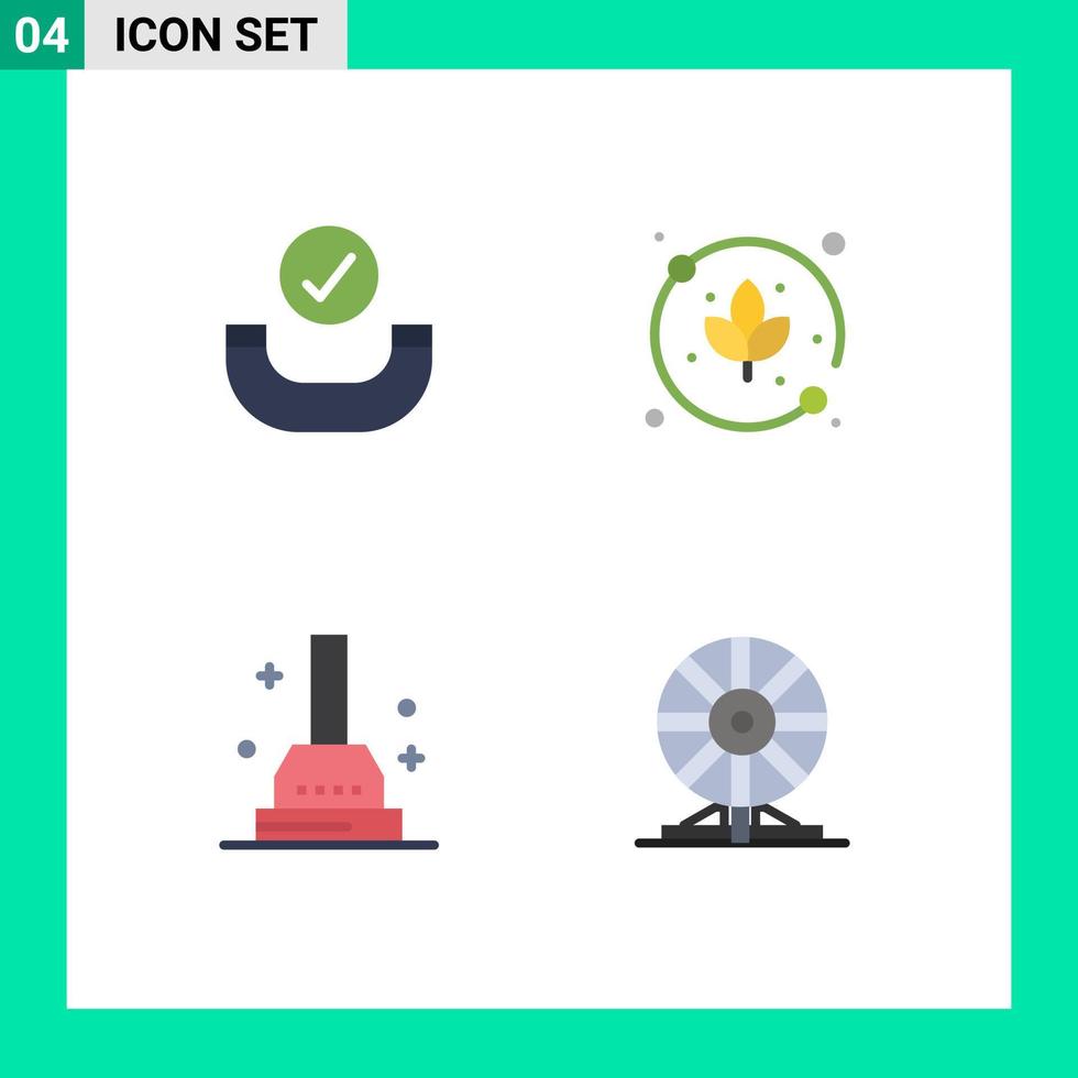 modern uppsättning av 4 platt ikoner och symboler sådan som ring upp biokemi blad bad kemi redigerbar vektor design element