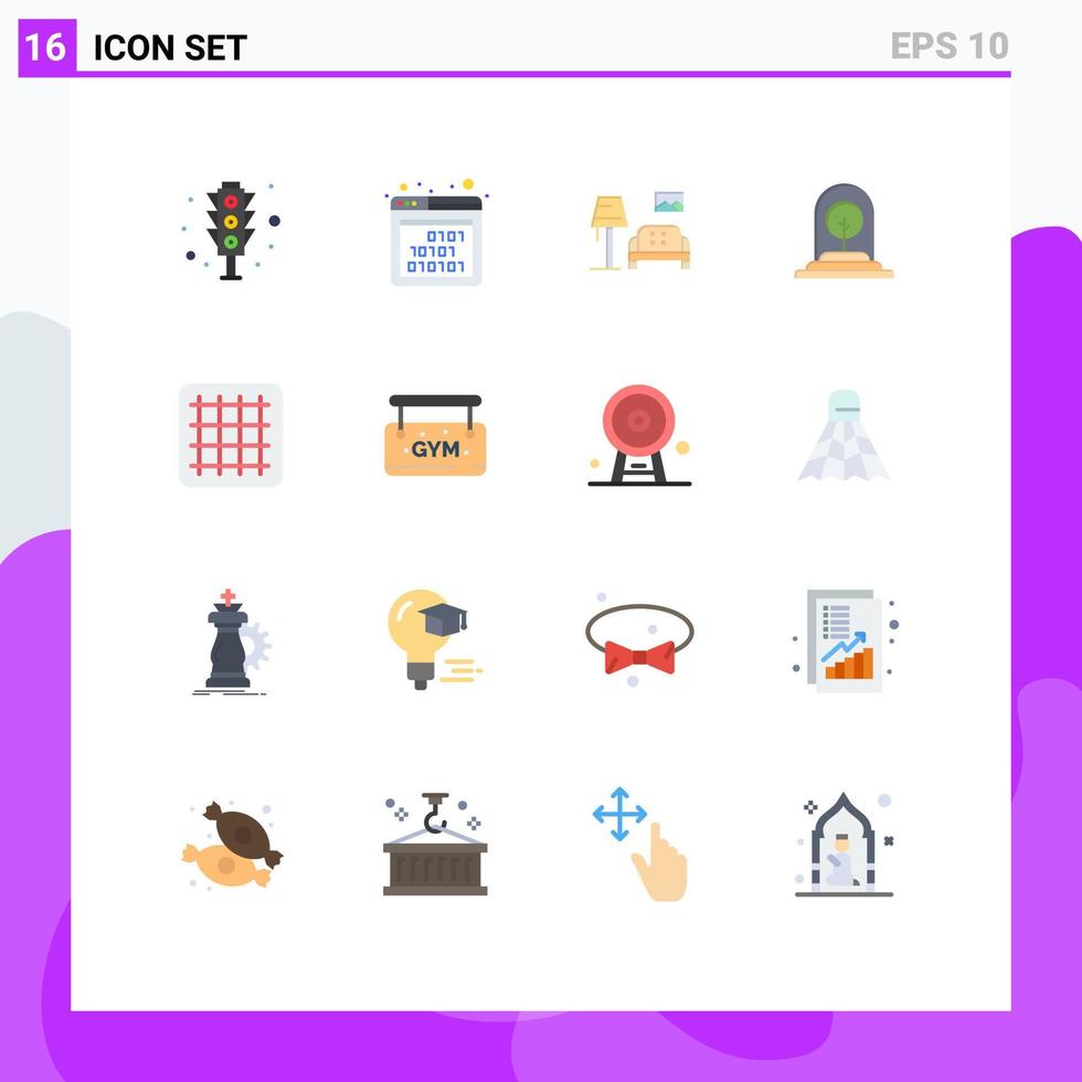 mobil gränssnitt platt Färg uppsättning av 16 piktogram av gird träd klump företag tillväxt redigerbar packa av kreativ vektor design element