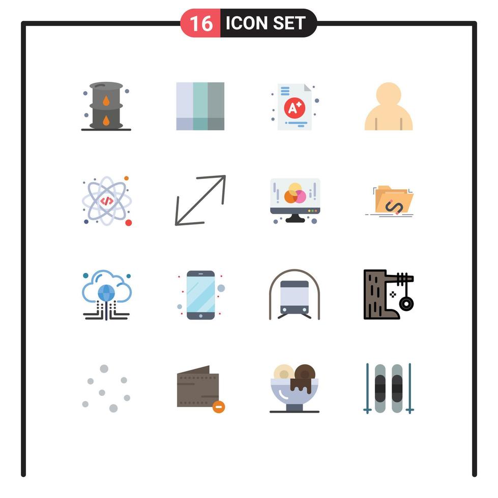 16 universelle flache Farbzeichen Symbole von Atom-Benutzerlinien Profil Schule editierbares Paket kreativer Vektordesign-Elemente vektor