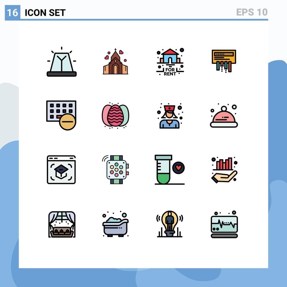 piktogram uppsättning av 16 enkel platt Färg fylld rader av enheter radio egendom wiFi mottagare redigerbar kreativ vektor design element