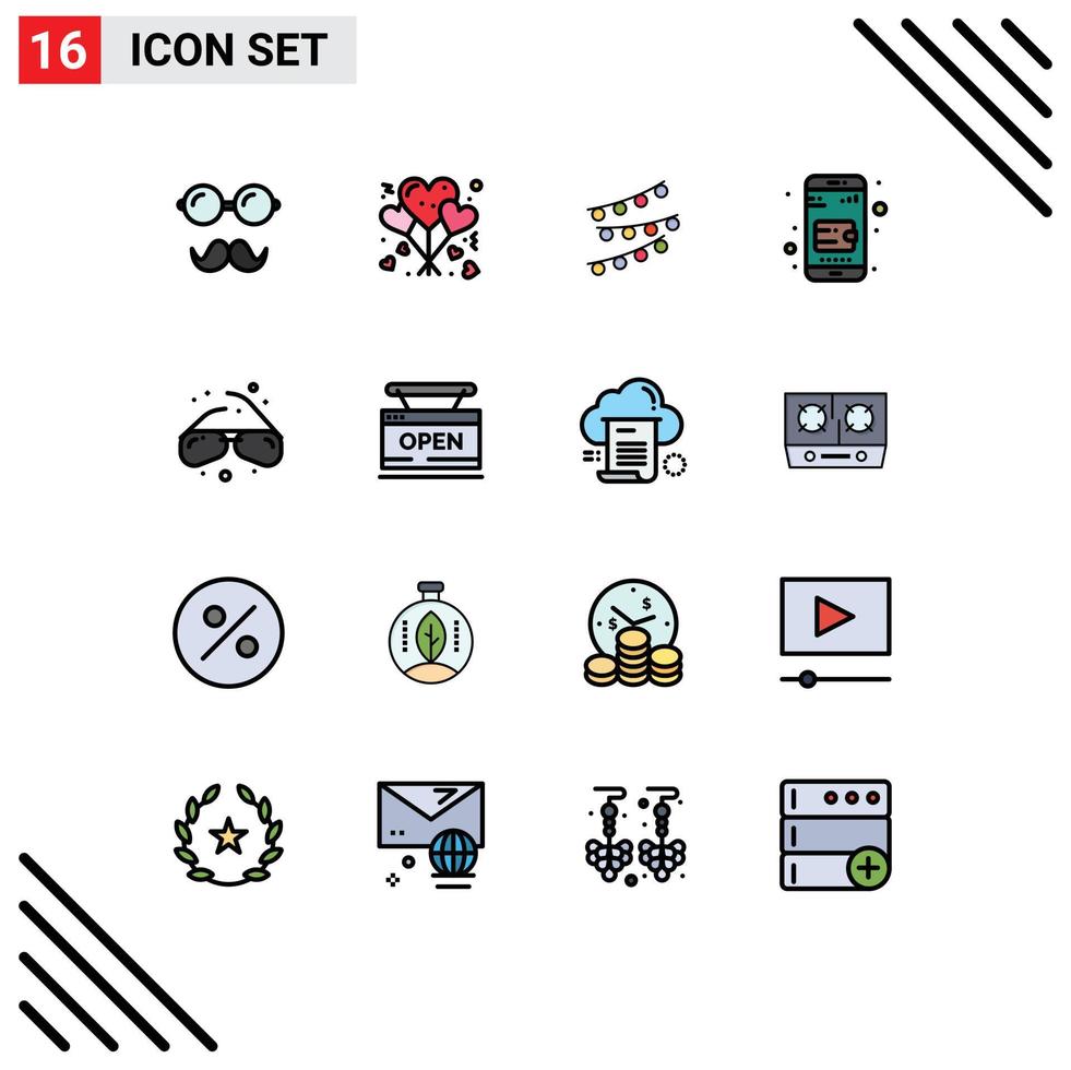 16 kreativ ikoner modern tecken och symboler av öga glasögon handväska dekorationer uppkopplad plånbok födelsedag redigerbar kreativ vektor design element