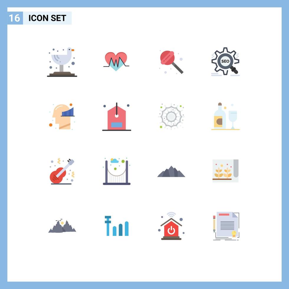 16 tematiska vektor platt färger och redigerbar symboler av sinne Diagram godis miljö mål redigerbar packa av kreativ vektor design element