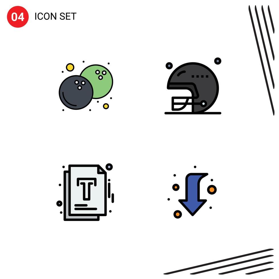 4 universelle, gefüllte, flache Farbzeichen, Symbole für Kokosnuss-Management, Fußballsport, Pfeil, editierbare Vektordesign-Elemente vektor