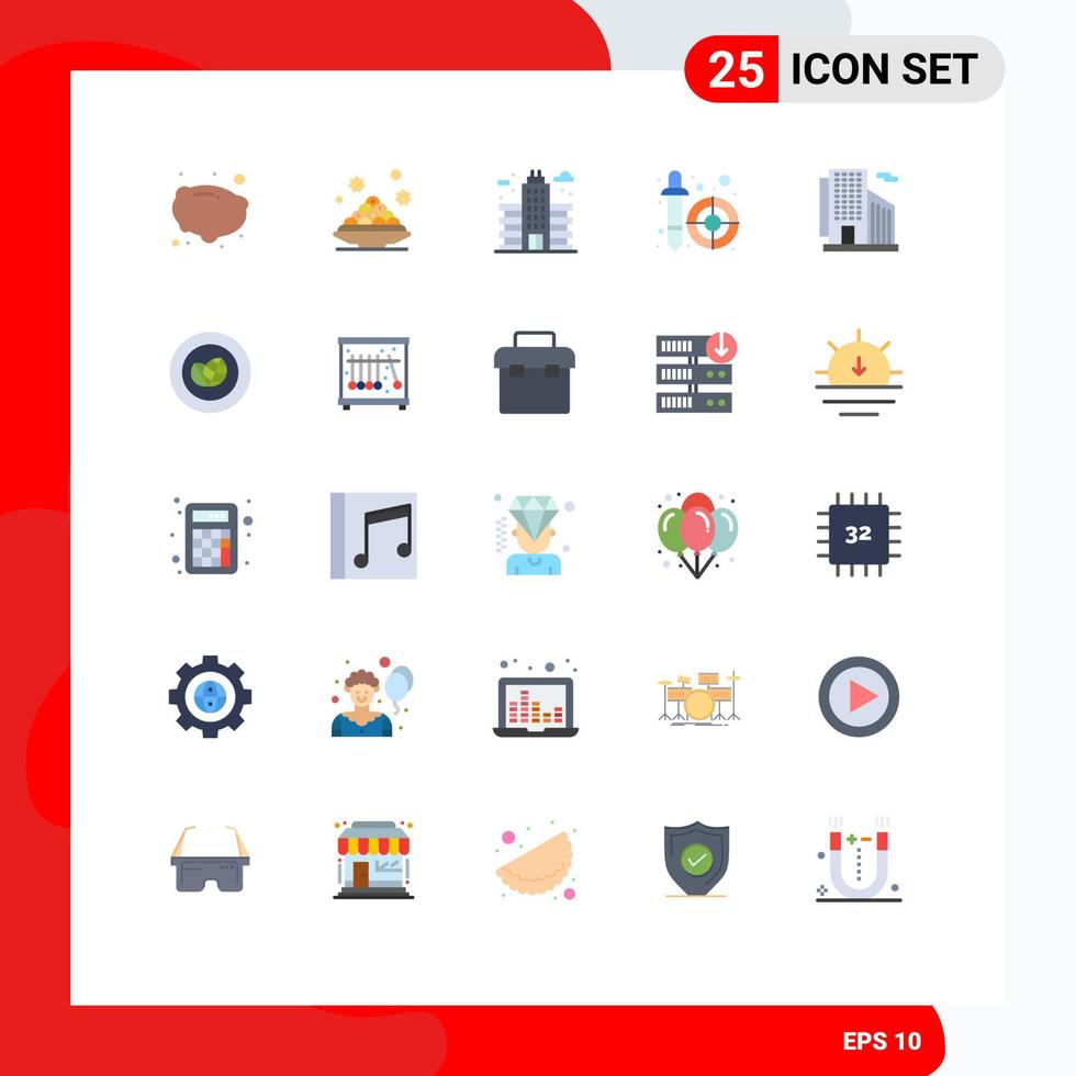 Stock Vector Icon Pack mit 25 Linienzeichen und Symbolen für Office Pipette City Picker Color Picker editierbare Vektordesign-Elemente