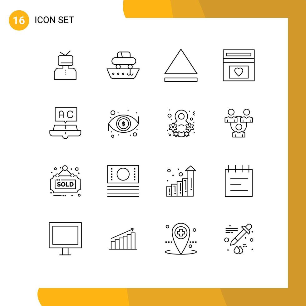 modern uppsättning av 16 konturer pictograph av utbildning bröllop fond transport bröllop kärlek redigerbar vektor design element