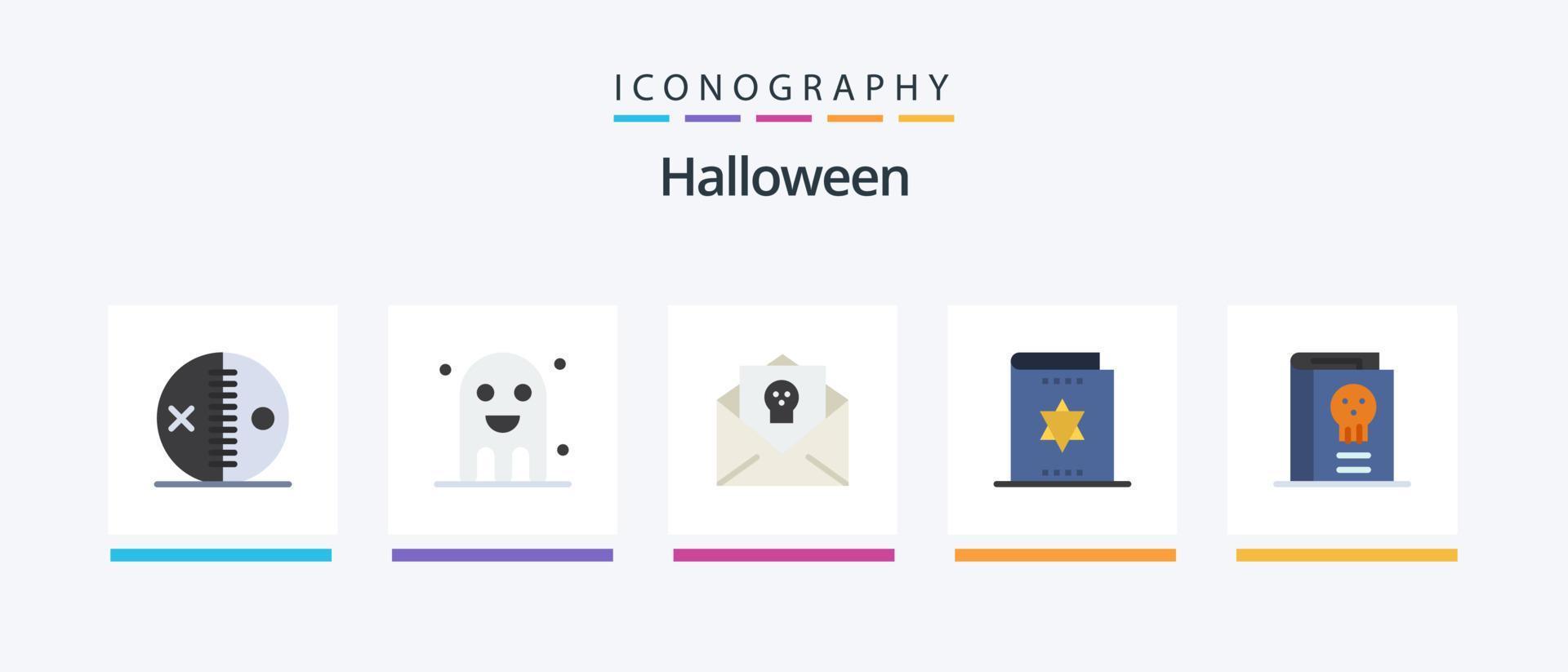 Halloween Flat 5 Icon Pack inklusive Magie. Halloween. Geist. Grusel. Halloween. kreatives Symboldesign vektor