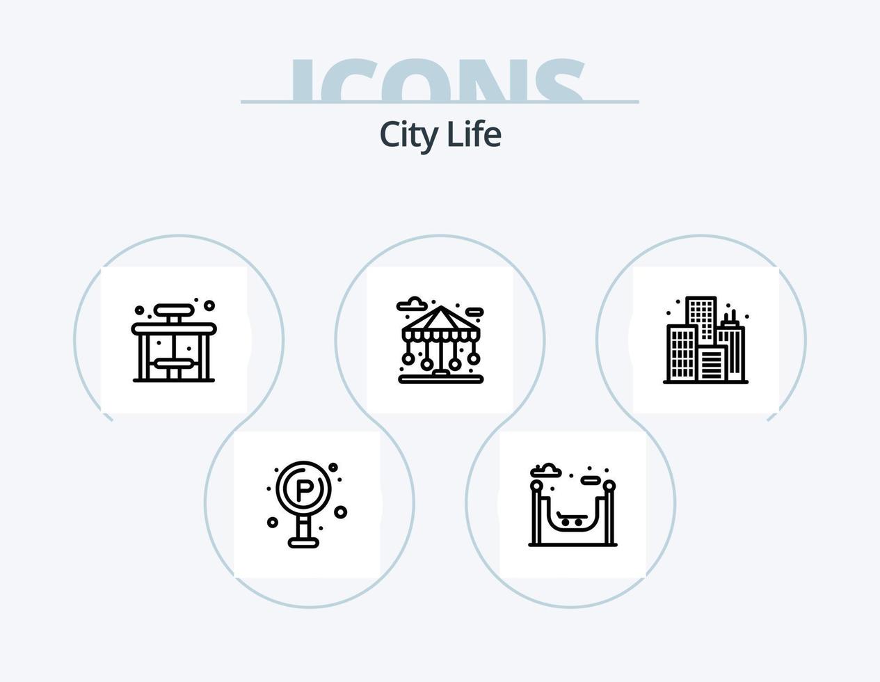 stad liv linje ikon packa 5 ikon design. gas. stadsbild. liv. stad. stad vektor