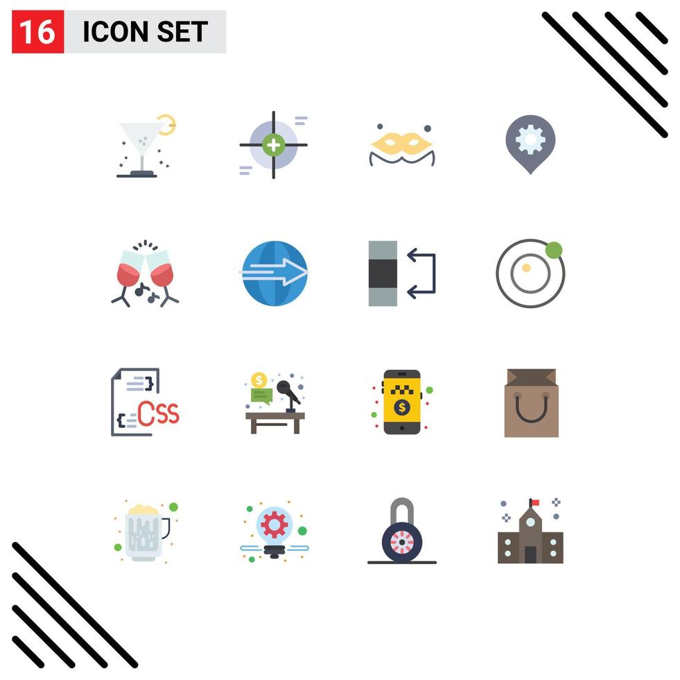 16 användare gränssnitt platt Färg packa av modern tecken och symboler av glas plats omfattning miljö maskerad redigerbar packa av kreativ vektor design element